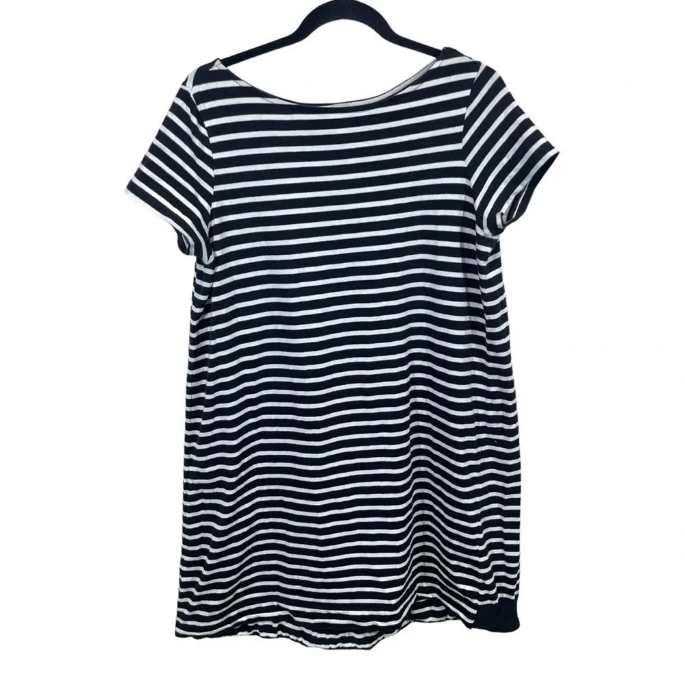 Tristan Dixie Striped Cotton Dress Black White pleated back womens SM nautical